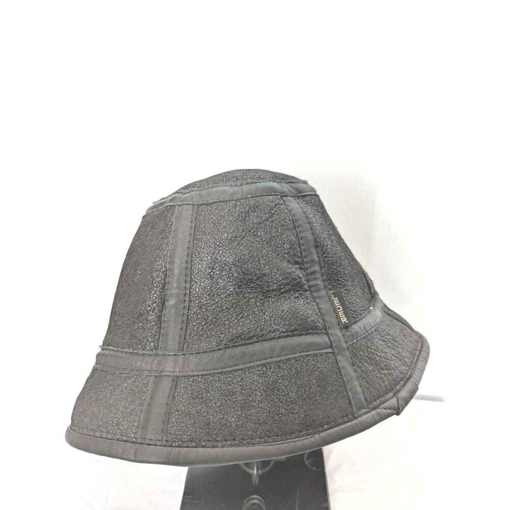 LEDER Bucket Hat Black Cap Unisex  Gorp Core Streetwear Grunge Men Women